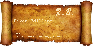 Rixer Bálint névjegykártya