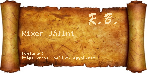 Rixer Bálint névjegykártya